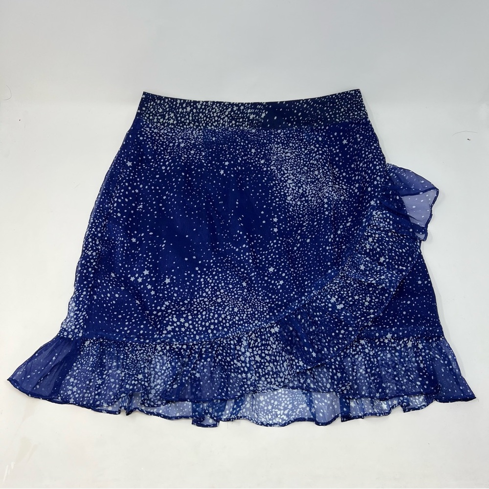 SUPERDOWN | Navy Galaxy Deanna Star Ruffle Skirt Size Small